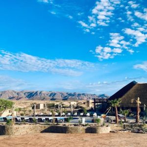 Agama River Camp aus der Ferne