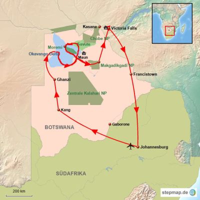 Botswana für Preisbewusste Routemap
