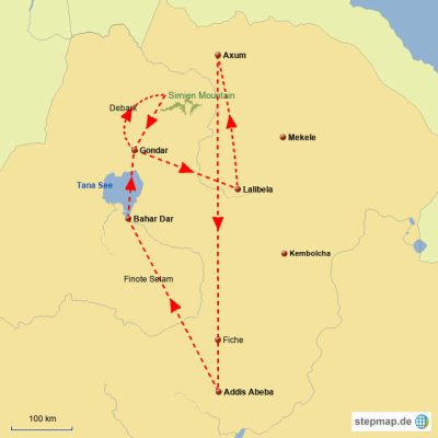 Historische Route im Fluge Routemap