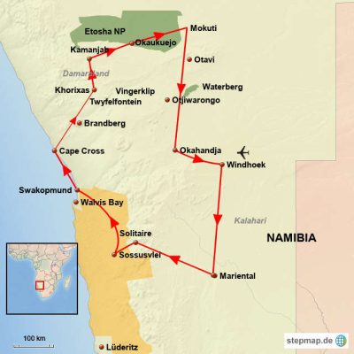 Klassisches Namibia Routemap
