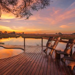 Kwando Lagoon Camp tolle Stimmung am Abend