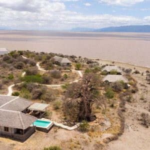 Manyara´s Secret Lodge aus der Vogelperspektive