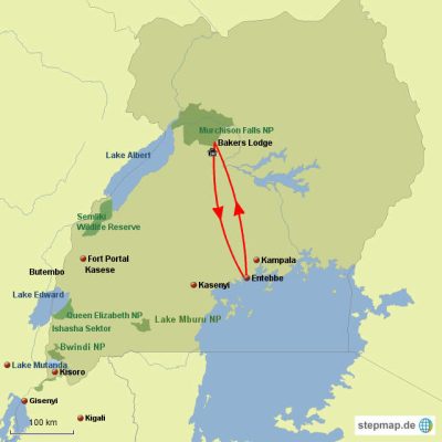 Murchison Falls Safari Routemap