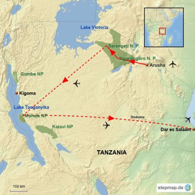 Savanne & Schimpansen Routemap