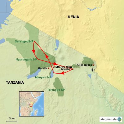 Tanzania Deluxe Routemap