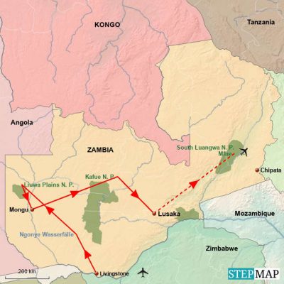 Unentdecktes Sambia - Routemap